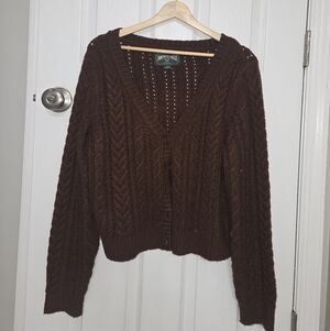 American Eagle Brown Cable Knit Cardigan
